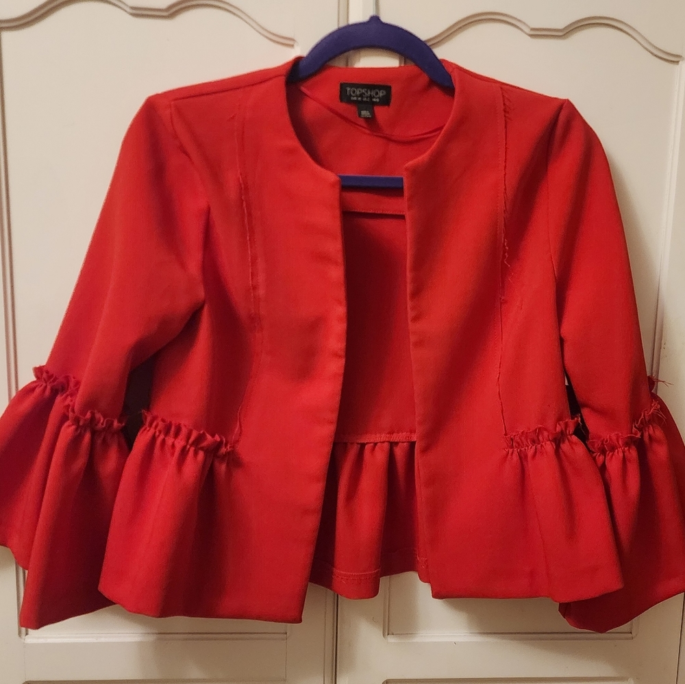 TopShop Ruffle Crop Jacket